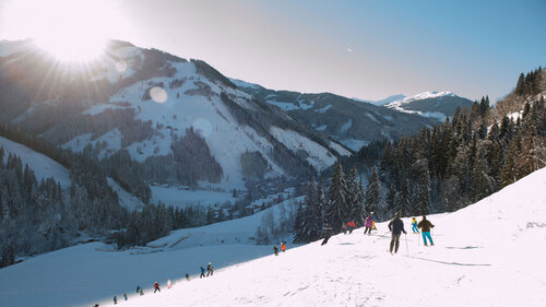 Skifahrer mit Bergausblick | © viehhofen.at